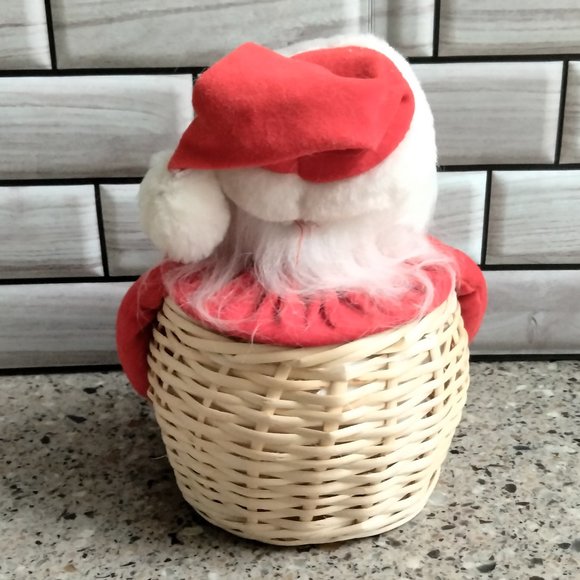 Vintage Fabric & Wicker Santa Basket - Picture 3 of 7